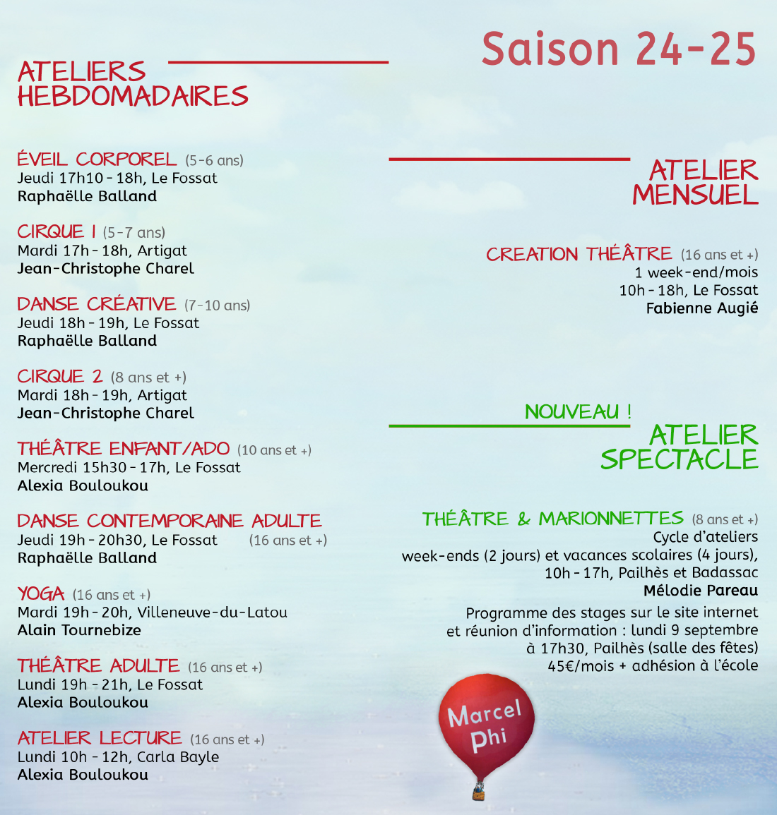 Ateliers école de théâtre Marcel philibert saison 2024-2025 - Ariège