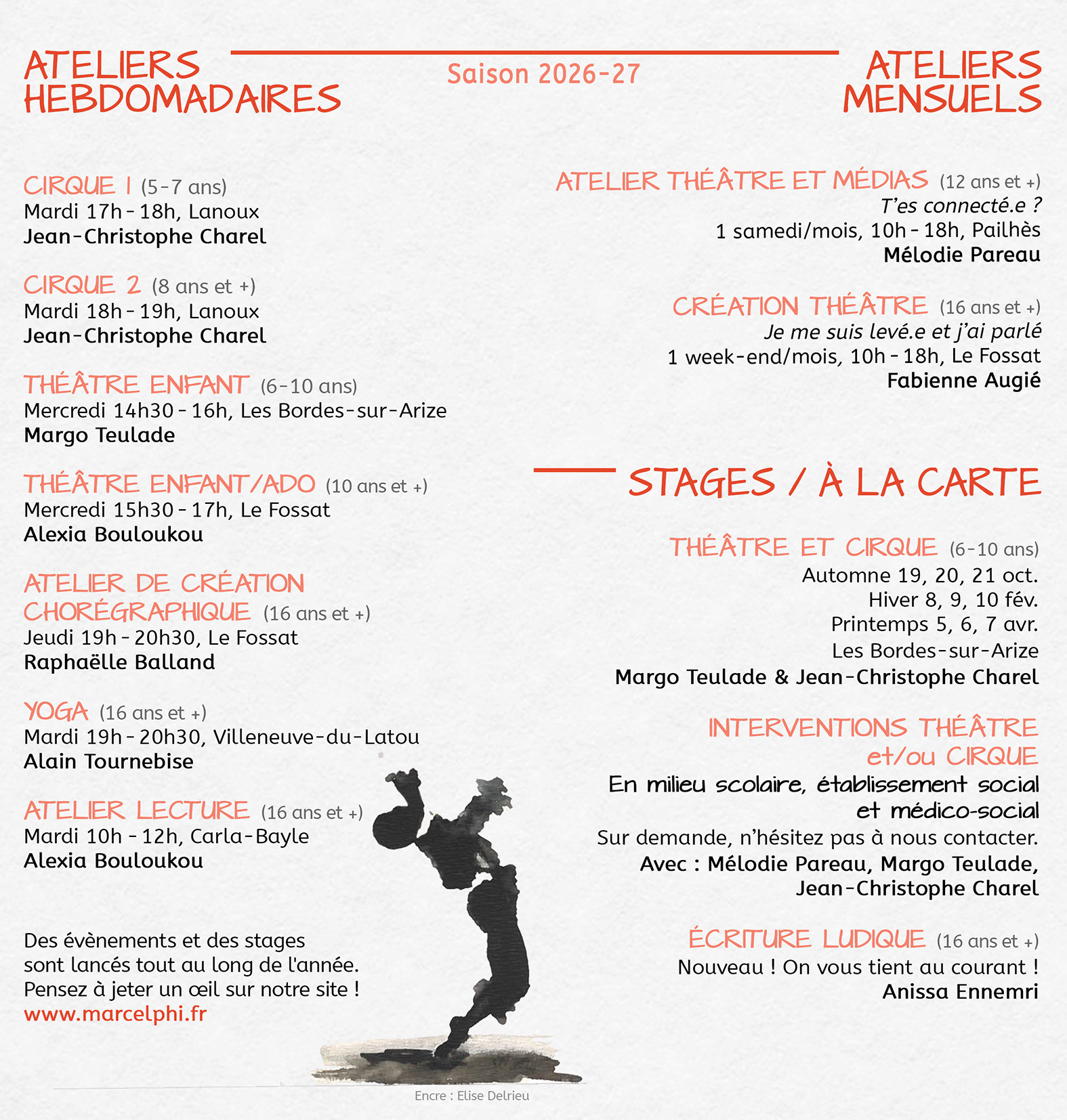 Ateliers école de théâtre Marcel Phi saison 2026-2027 - Ariège
