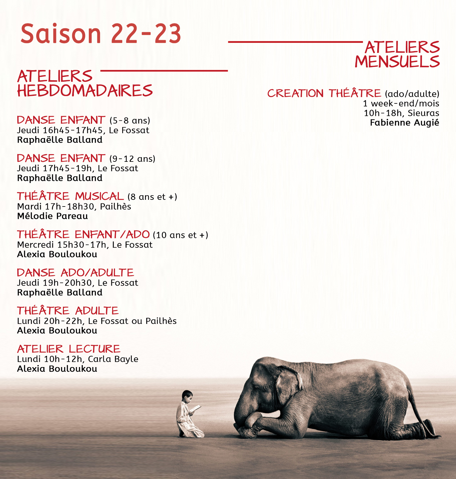 Ateliers école de théâtre Marcel philibert saison 2022-2023 - Ariège